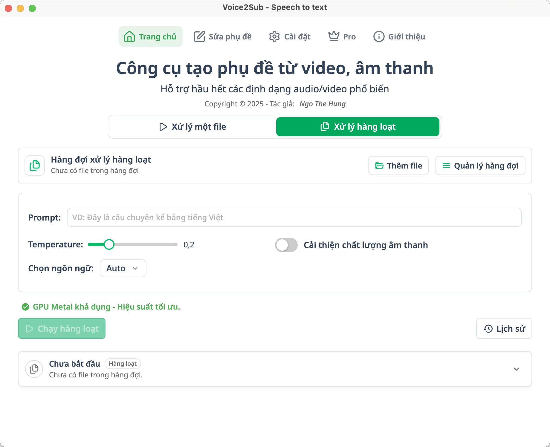 Ứng dụng Voice2Sub tạo tệp phụ đề từ video hoặc âm thanh trên máy tính